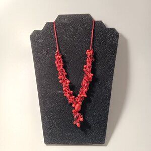 Amazon Huayruro Red and Black Seeds Necklace Red Woven  Crochet